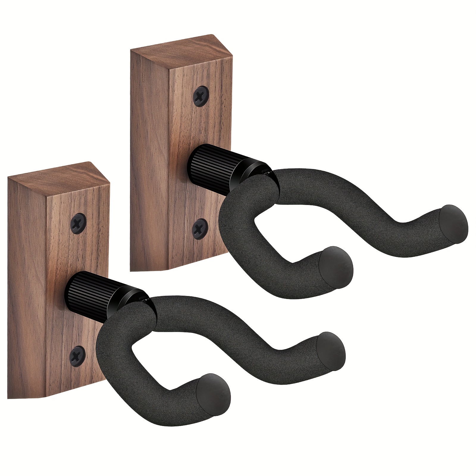Guitar Wall Mount 3 Pack, Guitar Hanger with Rotatable Soft Hook for All  Size Guitars, Black Walnut Hardwood U-Shaped Guitar Holder Wall Mount for  Aco