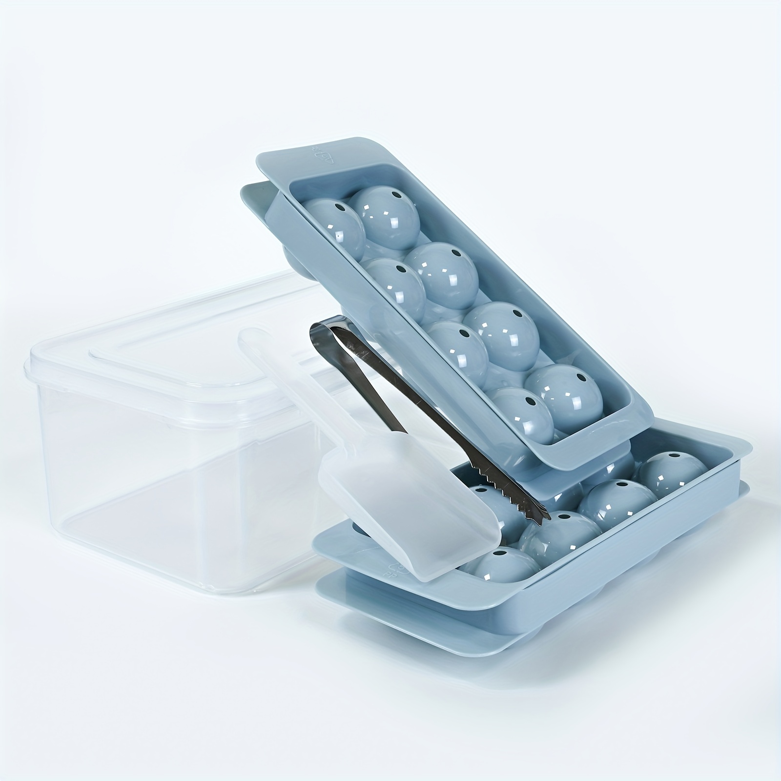 2PC ICE CUBE TRAY WITH STORAGE BIN -48