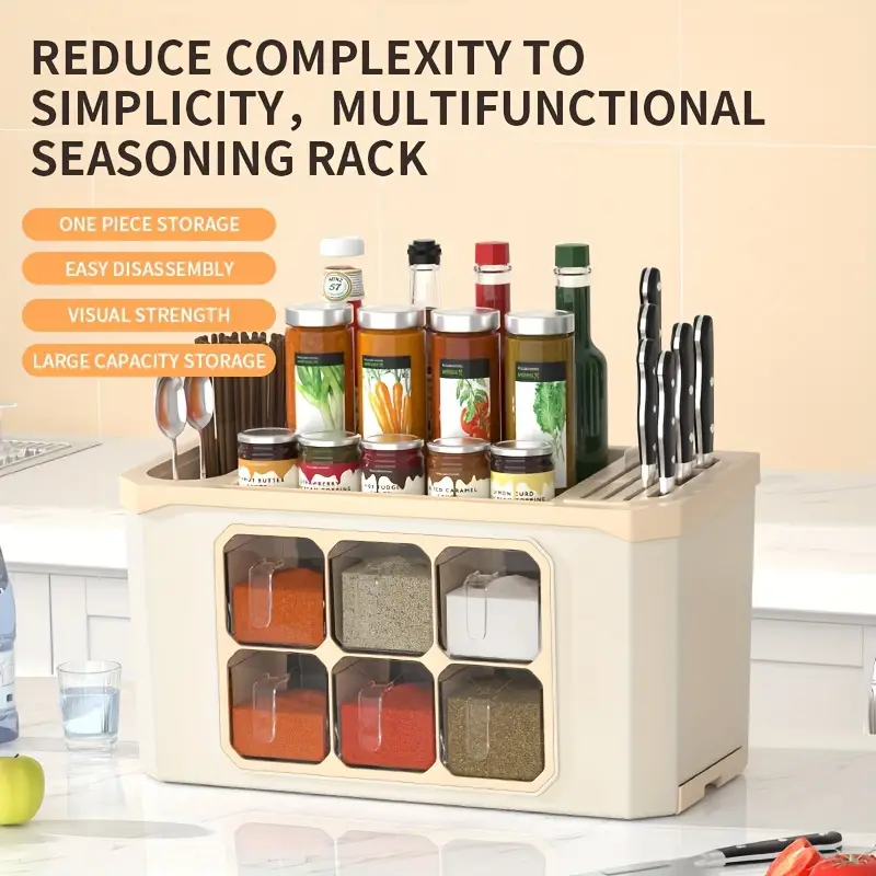 Spice Rack With Seasoning Box Seasoning Jar Storage Rack - Temu
