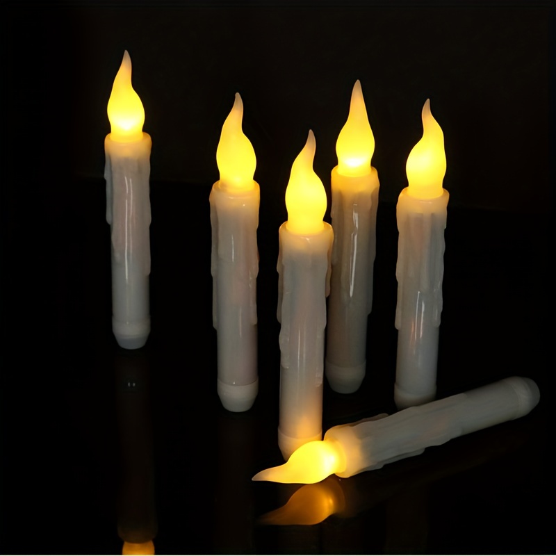Bougies coniques LED sans flamme, Ymenow Lot de 6 à piles avec  télécommande, bougies flottantes pour fêtes, mariages, Halloween Noël,  décoration de table (piles non incluses) - Jaune chaud : :  Luminaires