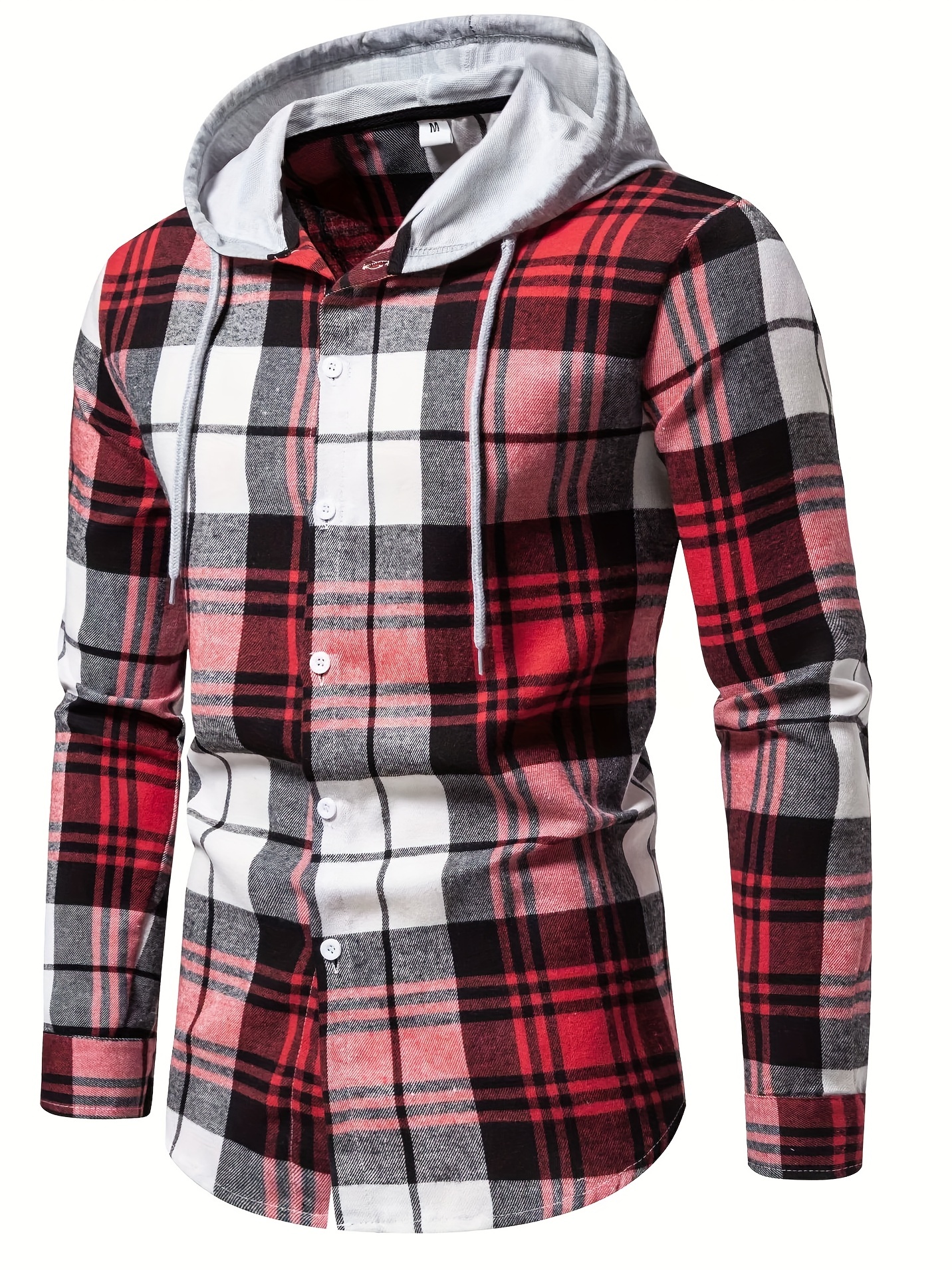 Hoodie Hooded Long Sleeve Shirt Men Women Casual Plaid Printed