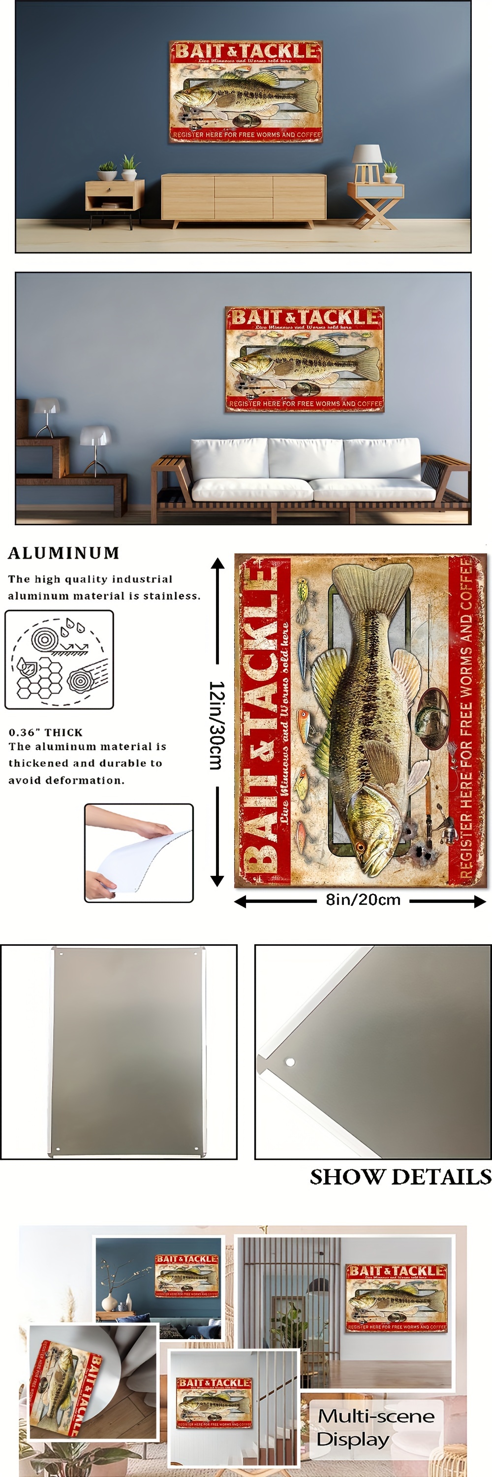 Bait And Tackle Tin Sign Retro Metal Decoration Suitable For - Temu