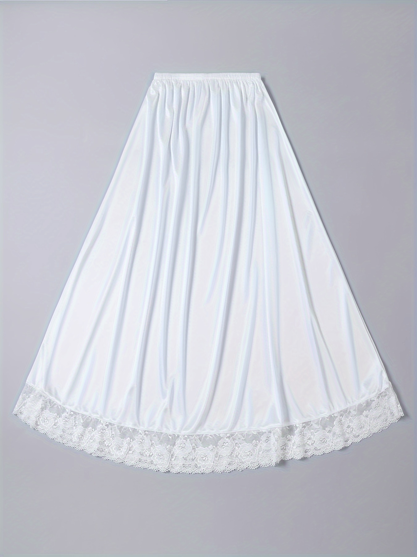 Lace Stitching Solid Skirt Sexy Scallop Trim Elastic - Temu Canada