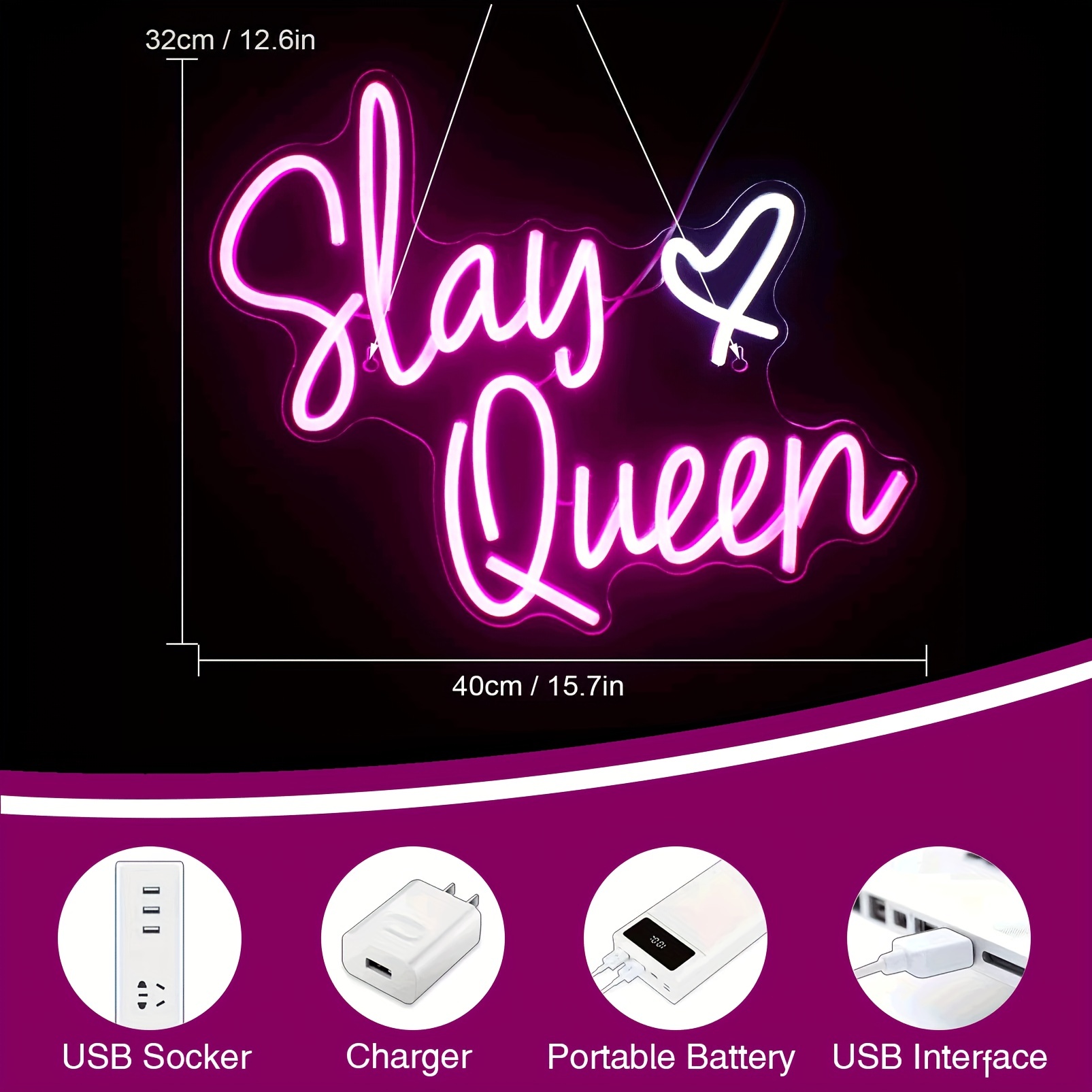 Queen Led Sign For Party Decoration Wall Decor Aesthetic - Temu