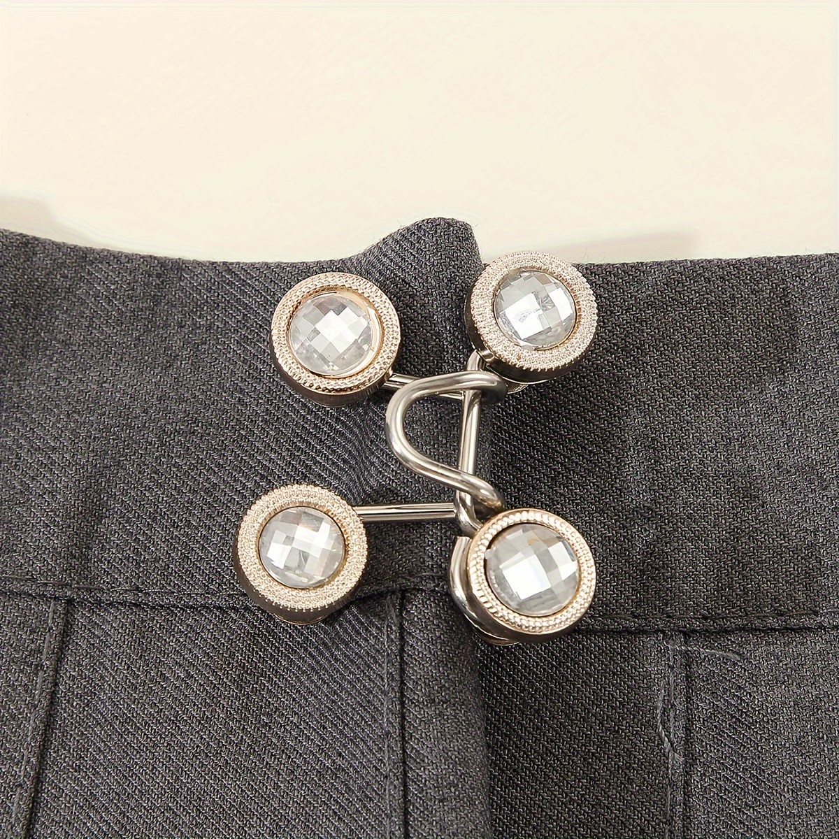 Boutons-pression amovibles et réglables en fausses perles pour pantalon,  épingles à boutons en métal, tendeur de taille de pantalon, aucune couture  requise, épingles à boutons en jean pour femmes et hommes pour