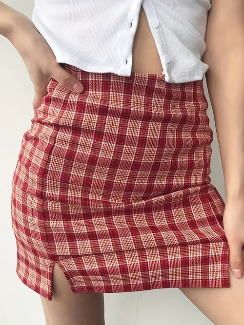 Womens Plaid Mini Skirt - Temu