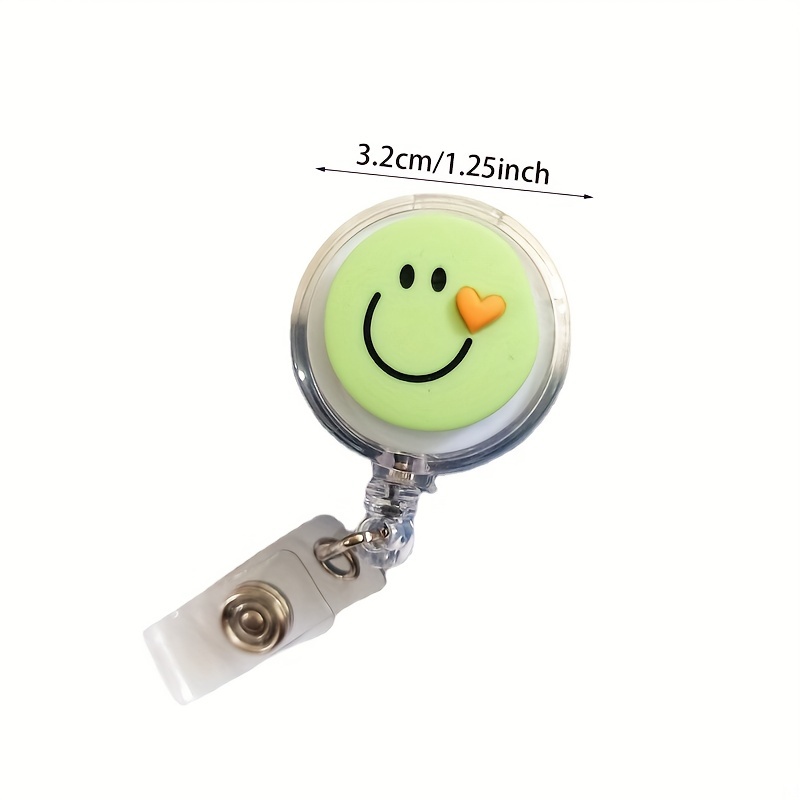 1pc Cute Happy Face Nurse Badge with Easy to Pull and Retractable Buckle Cartoon Employee Work ID Badge with Rope Clip,Nursing Badge Reel,Temu