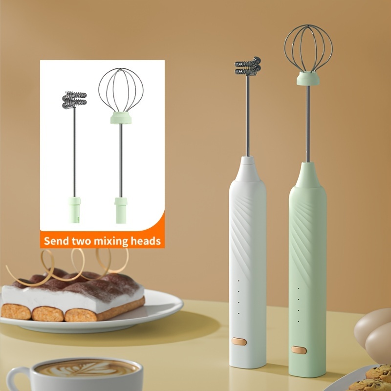 Handheld Electric Coffee Milk Frother Whisk Egg Beater USB Rechargeable 3  Speeds
