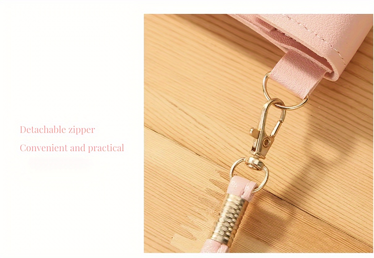 1pc Women's Touch Screen Crossbody Phone Bag - Stylish Mini Shoulder Wallet with Detachable Strap, Golden-Tone Clasp & Card Holder, Pink, Phone Purse