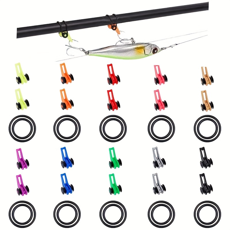 30pcs 10 Colors Fishing Rod Hook Keeper With 60pcs 2 Sizes Silicone Rings,  Fishing Lure Bait Holder, Fishing Accessories Tools