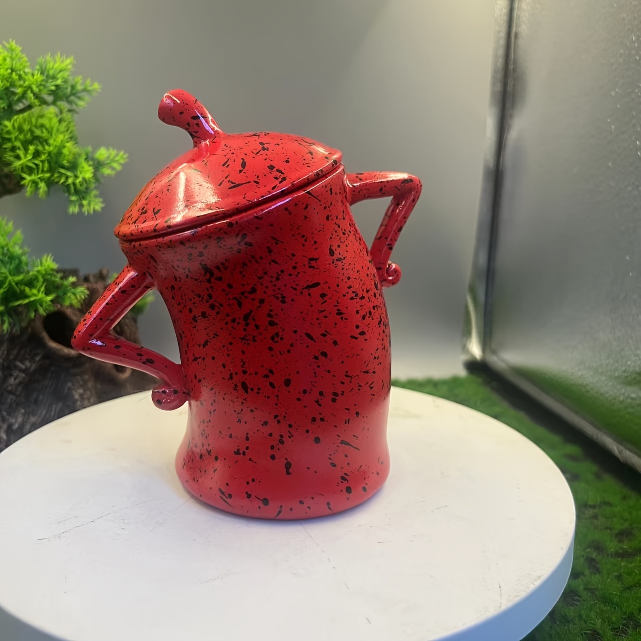 Red Enameled Handle/Canister Lids Wide Mouth