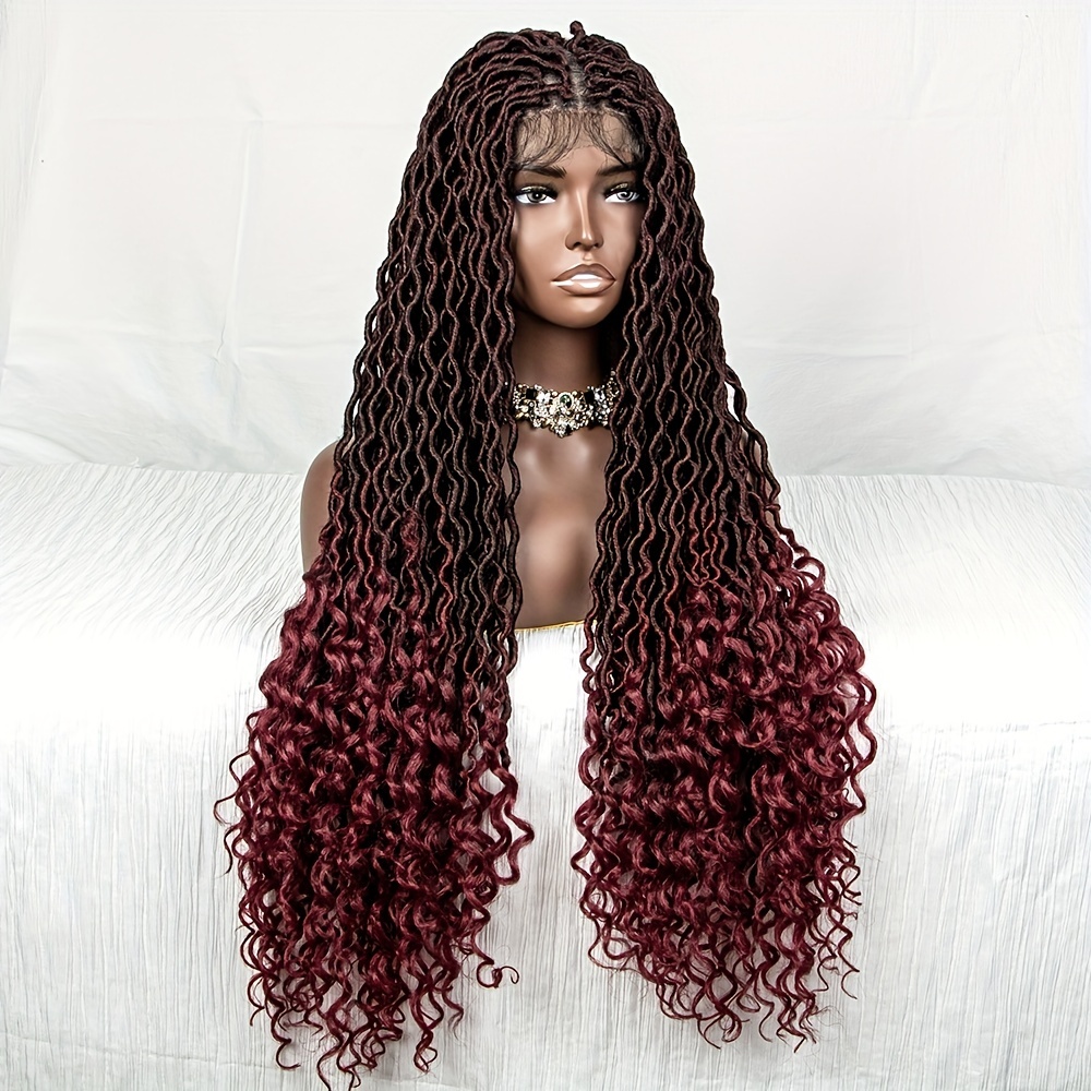 9*6 Lace Front Wig Extra Long Braided Synthetic Wig High - Temu