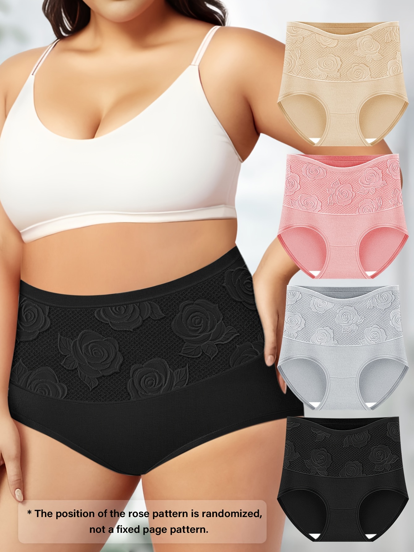 4pcs/pack Plus Size Women's Underwear, High Waist, Tummy Control