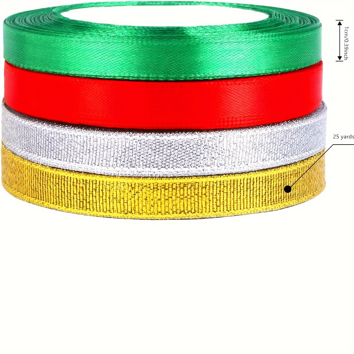 100 Yards Christmas Ribbons Metallic Glitter Fabric Holiday - Temu