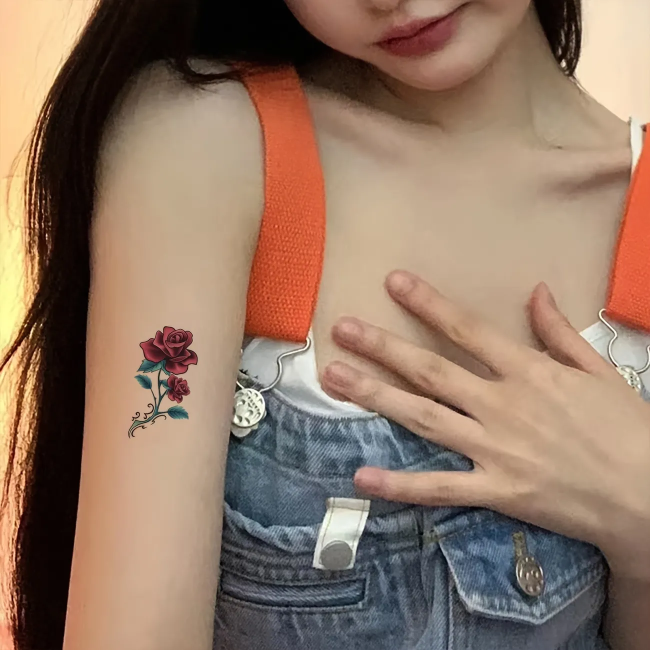 Ice Crystal Rose Tattoos Stickers Romantic Flower Shoulder Waist Arm Temporary Tattoos Lasting 1 3 Days