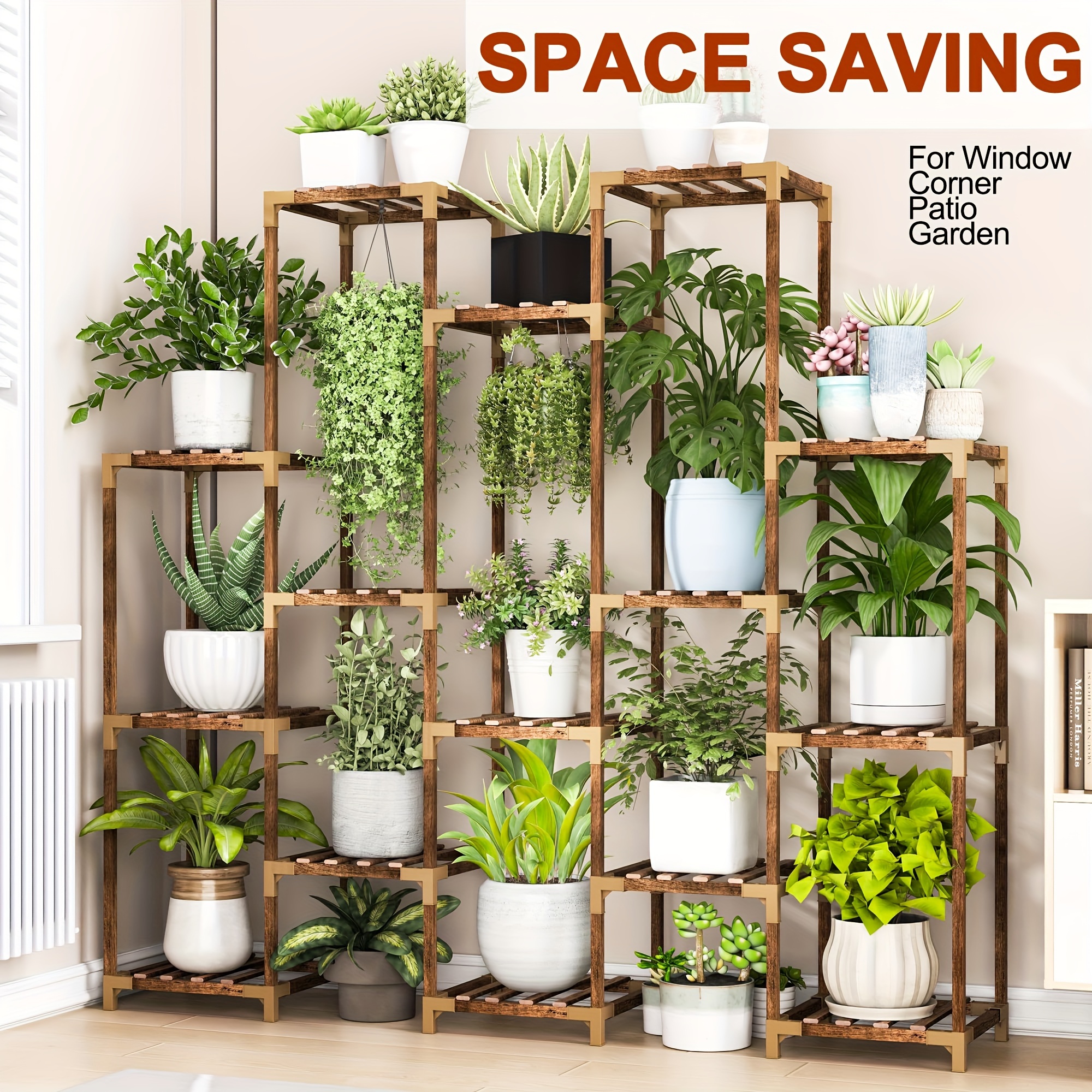 boho chic 15 tier large plant stand versatile indoor outdoor flower rack for multiple pots   living room balcony garden or office decor