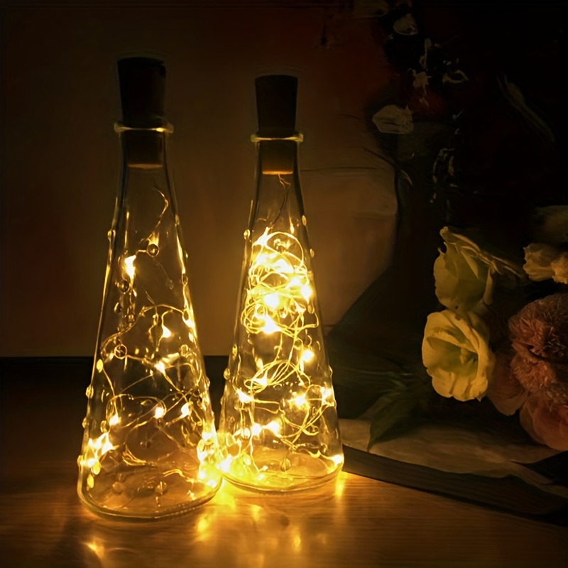 Guirlande LED Boîteille 2m 20LEDs Boîteille Lumineuse,LED Bouchon Bottle  Light étanche Fil D'argent Flexible Décoration pour Partie,Mariage (6