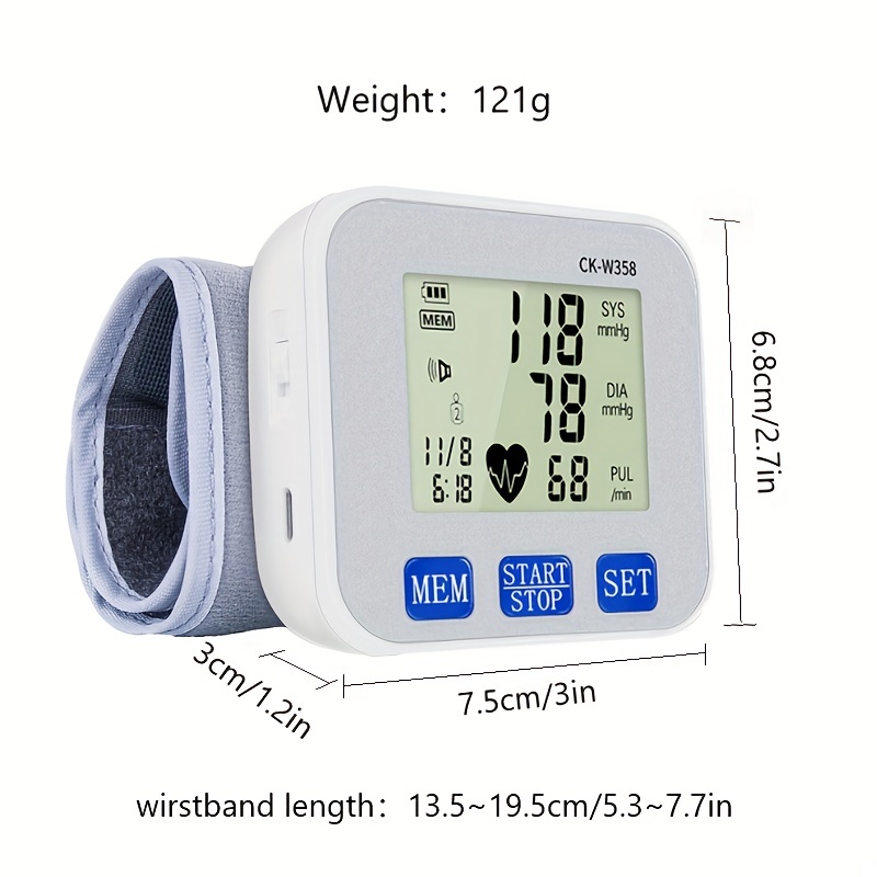 Wrist Blood Pressure Monitor Cuff - Automatic Digital BP Machine with Irregular Heartbeat Detector - Portable for 4 User Home Use, FDA Approved