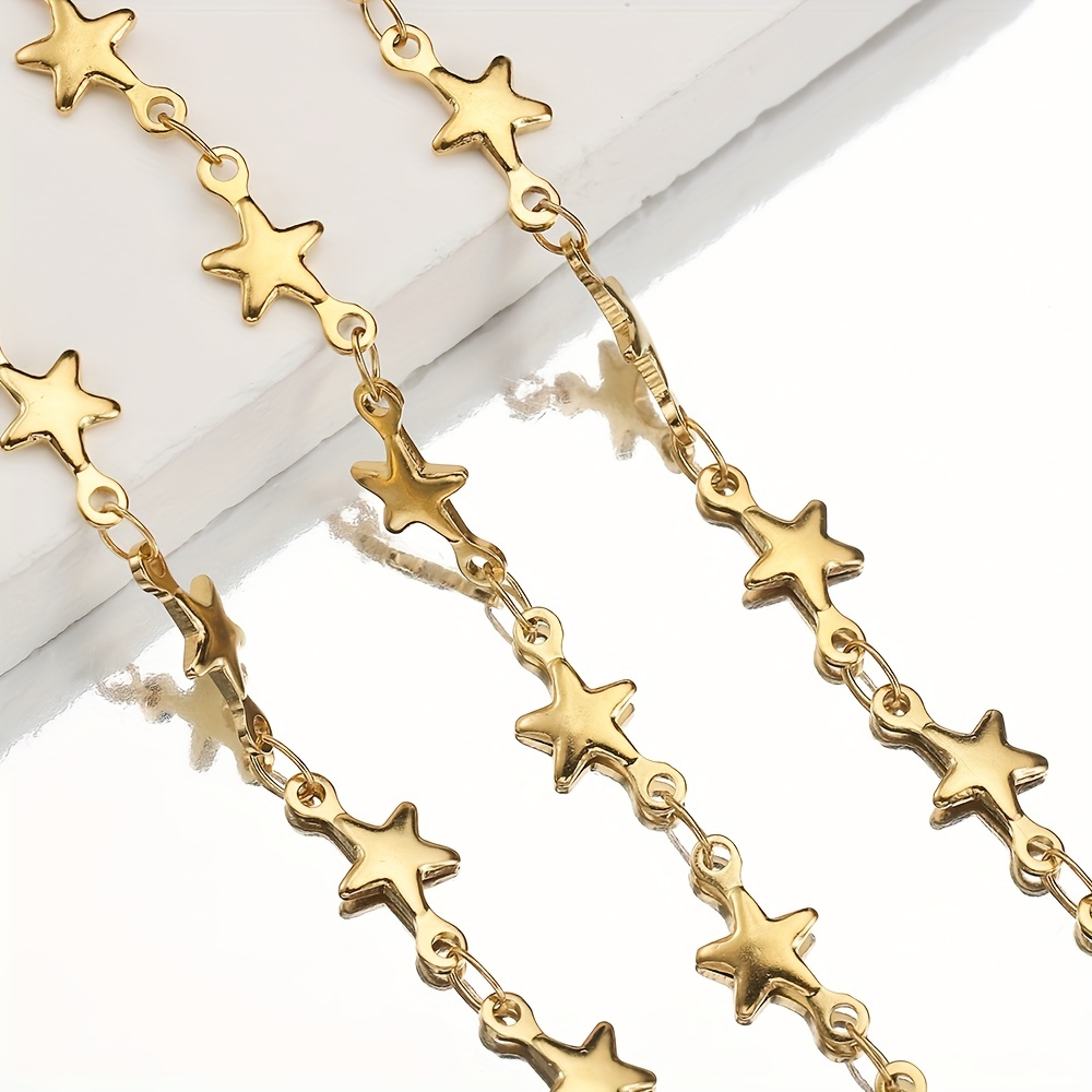 Golden Jewelry Making Chains 2 Styles Moon Star Link Chains - Temu