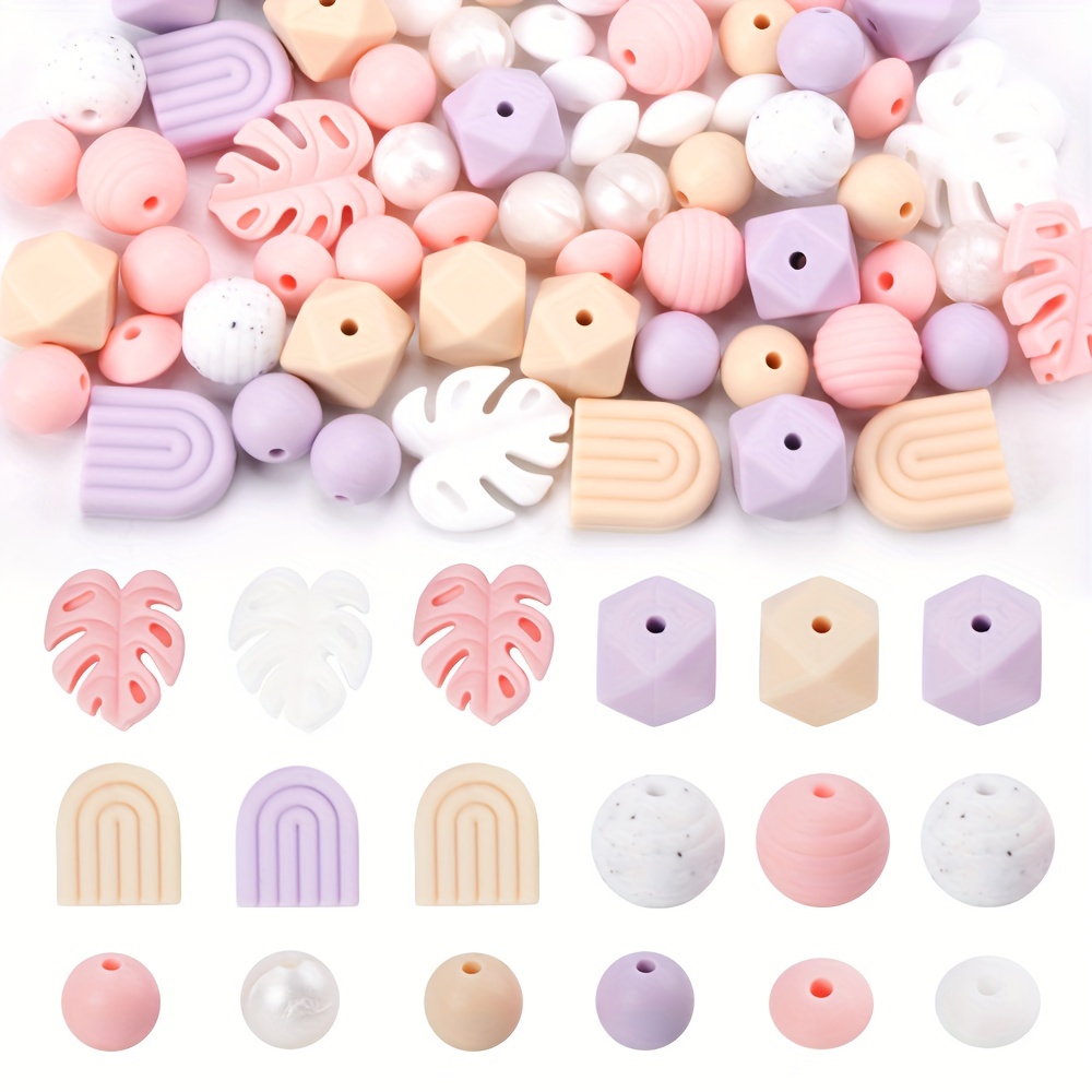 

68pcs Silicone Arch Beads For Jewelry Making Diy Creative Key Phone Chain Multiple Styles And Shapes Necklace Bracelet Beading Handmade Craft Supplies