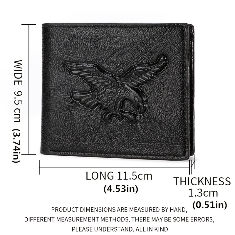 1pc Mens Pu Leather 3d Eagle Embossed Pattern Wallet Business Pu