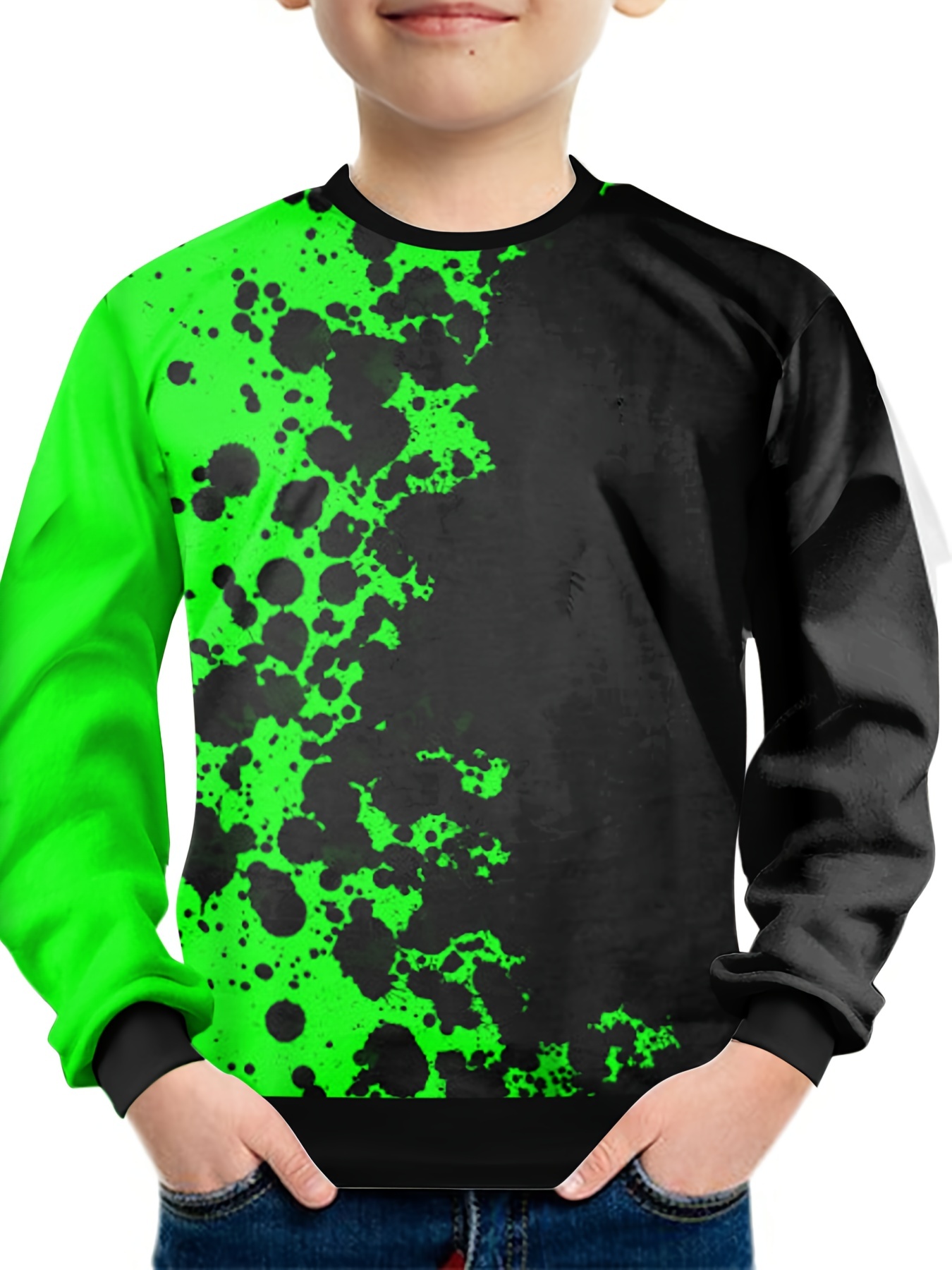 teens 3d print color contrast trendy sweatshirt kids casual pullover cool street wear clothes