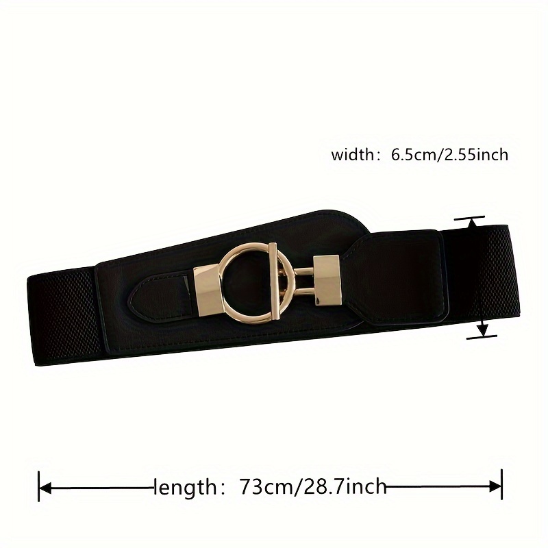 Lamuusaa Women Belt, Elastic PU Leather Buckled Wide Cinch Belt Waistband  for Daily Party 