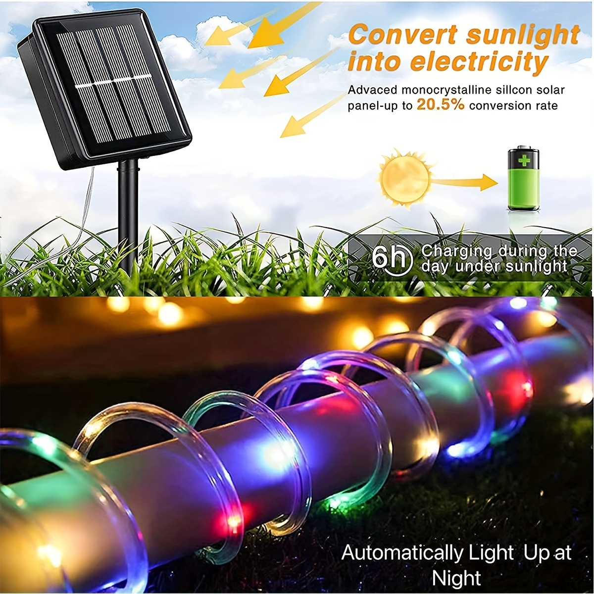 Solar panel store rope lights