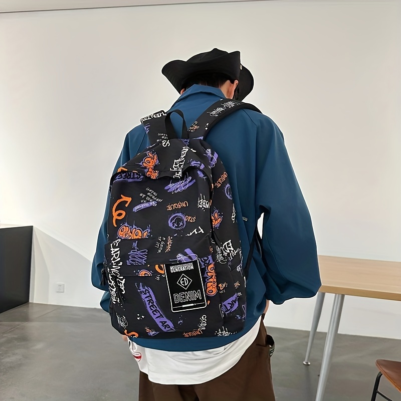 Street Sports Graffiti Pattern Backpack Large Capacity Travel Schoolbag