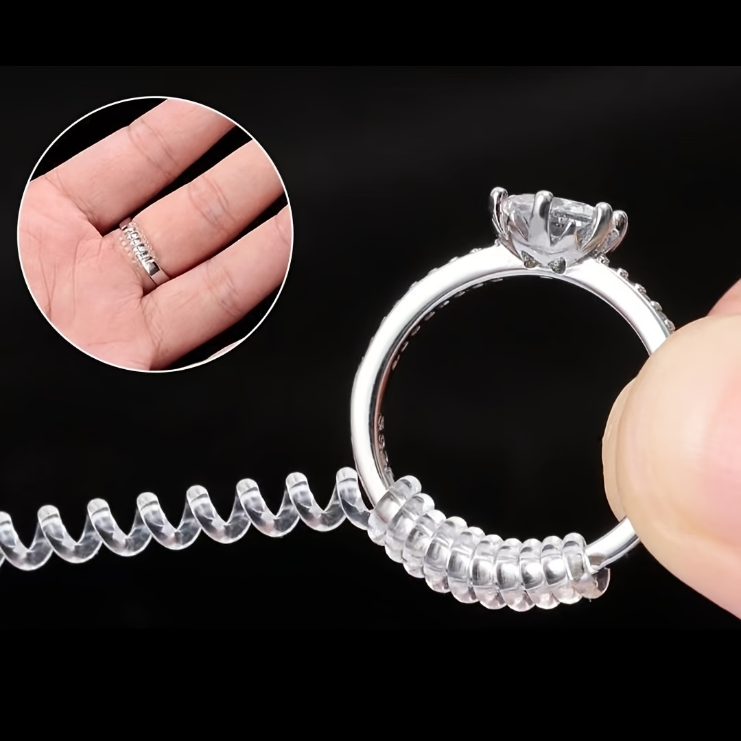 Ring Size Adjuster for Loose Rings - Invisible Spiral Transparent Silicone Ring Guard Clip Jewelry Tightener Resizer Set for Making Jewelry Fitter, S