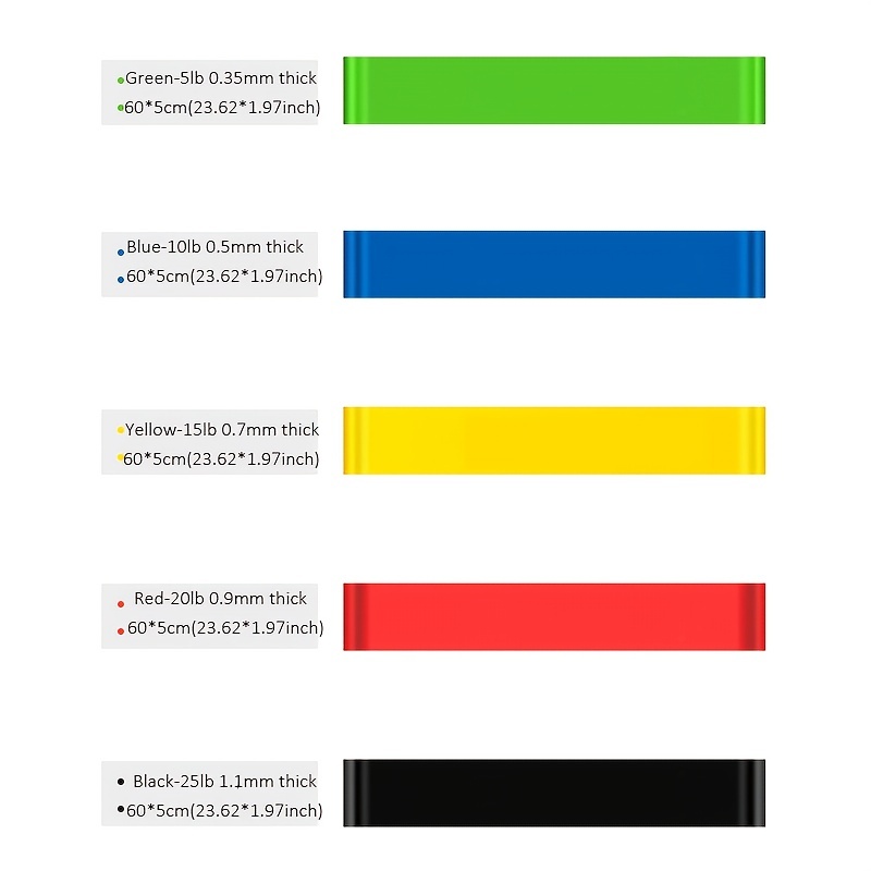 5pcs 5 Level Elastic Resistance Band for Home Gym & Yoga with Storage Bag