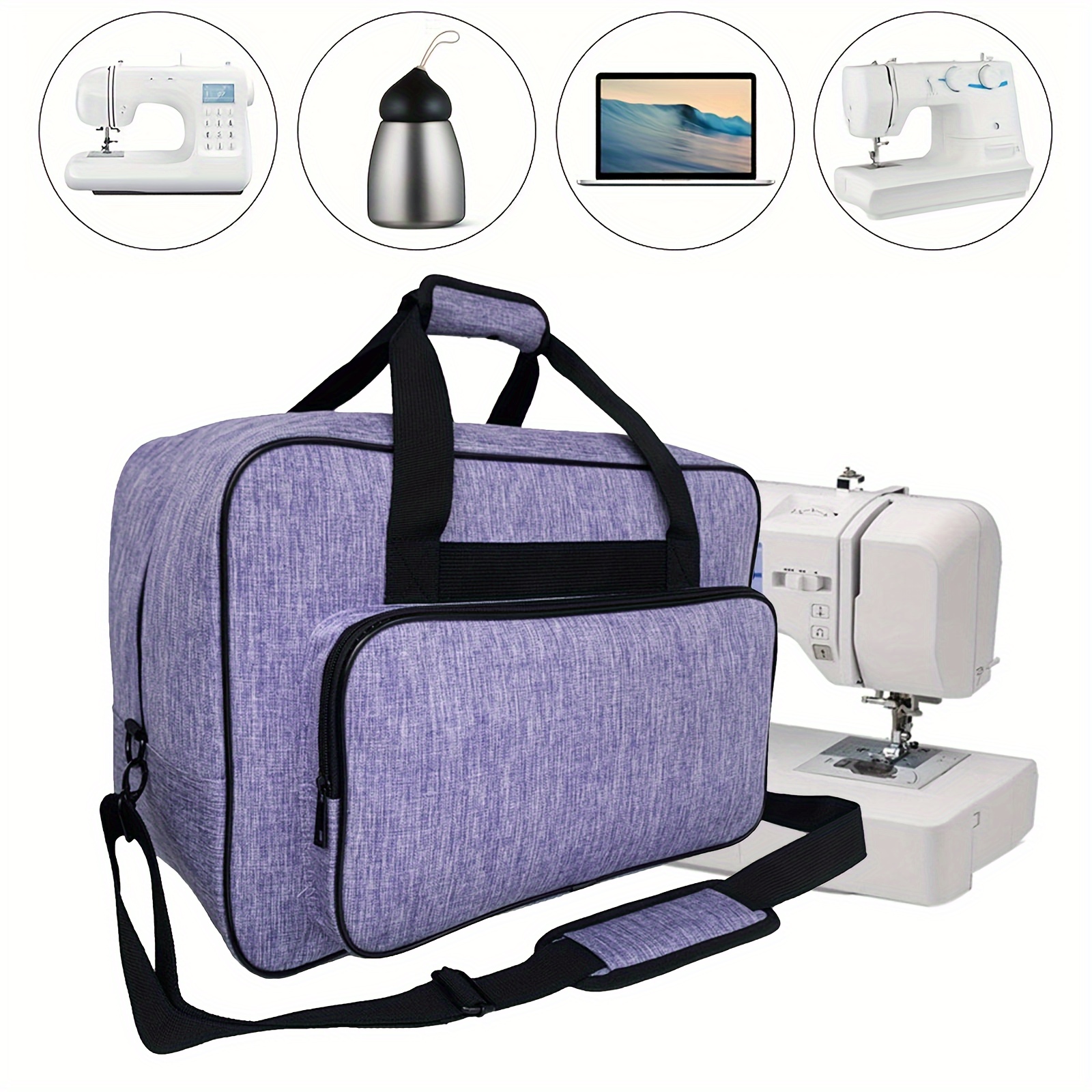 

1pc Sewing Machine Carrying Case, Universal Tote Travel Bag, Compatible With Most Standard Machines, Portable Padded Storage Dust Cover With Pockets, For Sewing Machine & Sewing Accessories