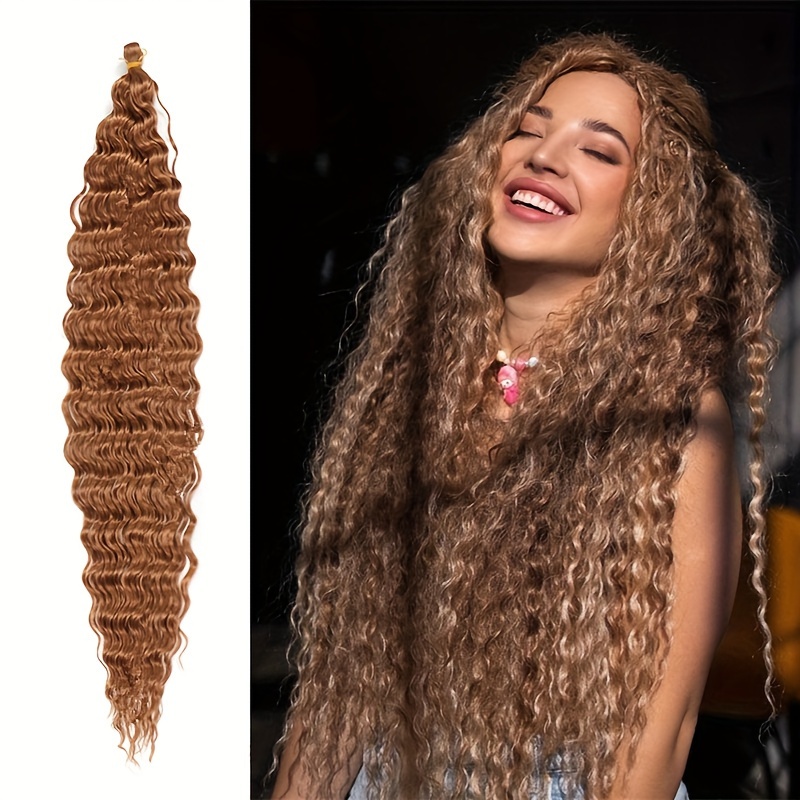 Synthetic Braid Hair Curly Hair Water Wave Twist Crochet Hair Ombre Blonde  Hair 22 Inch Deep Wave Braiding Hair Extension