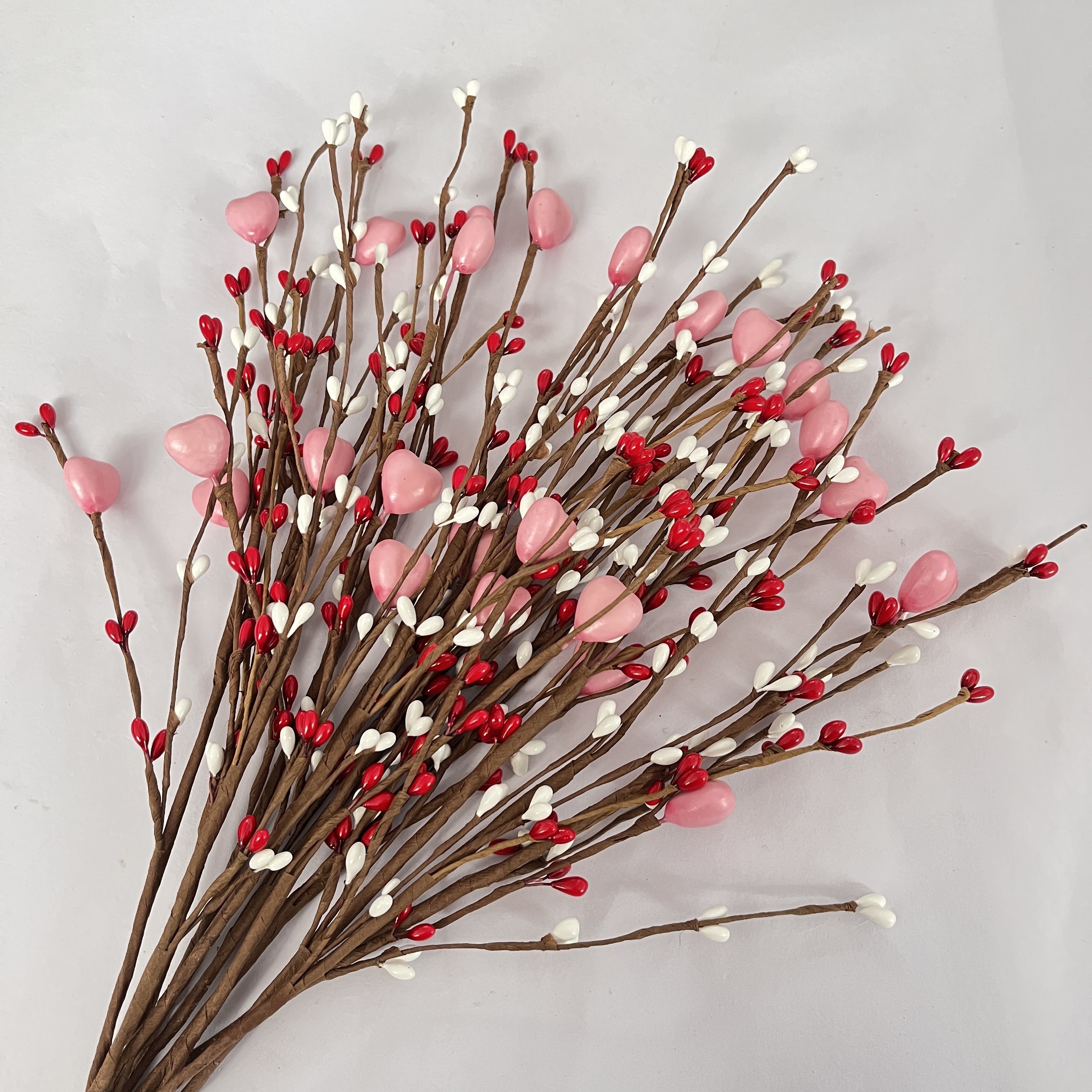 

10pcs Valentine's Day Heart-shaped Berry Stems – Pink And Red Floral With White Berries For Diy Decor, Vase Arrangements, Table Centerpieces, Party Decorations, And Home Decor