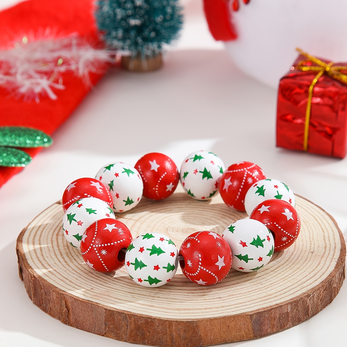 Bracelet Perlé Fait Main De Noël Elk Mignon Sapin De Noël - Temu