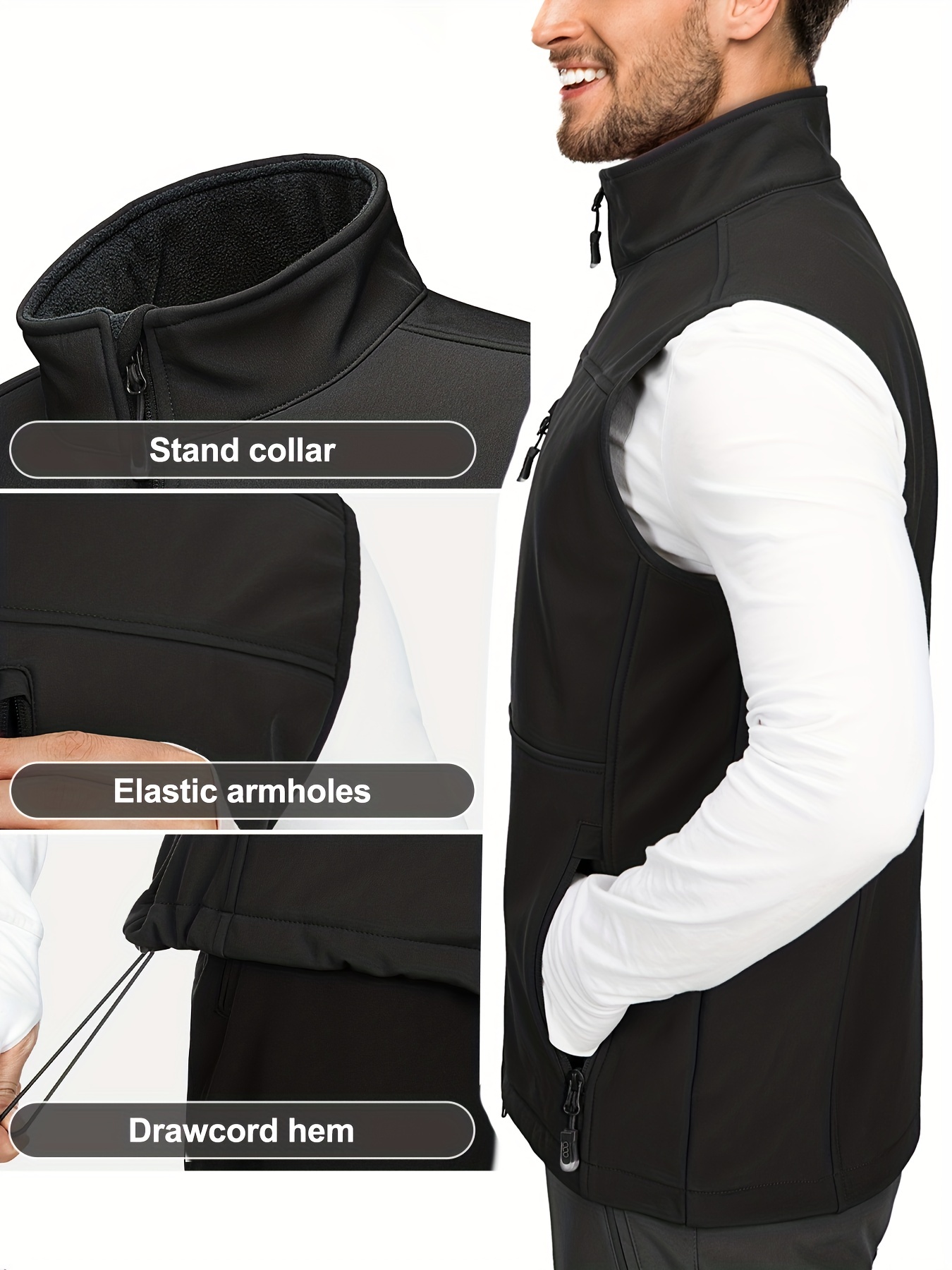 33 Men's Soft shell Vest: Active Stand Collar Fleece Lined - Temu