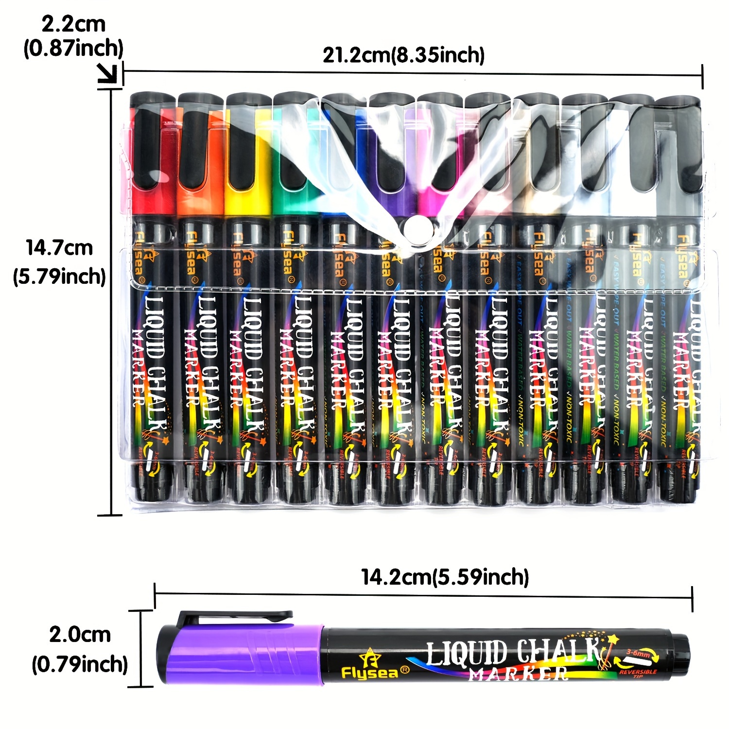 8 Colors Liquid Chalk Markers Pens - Washable & Wet Erase Neon