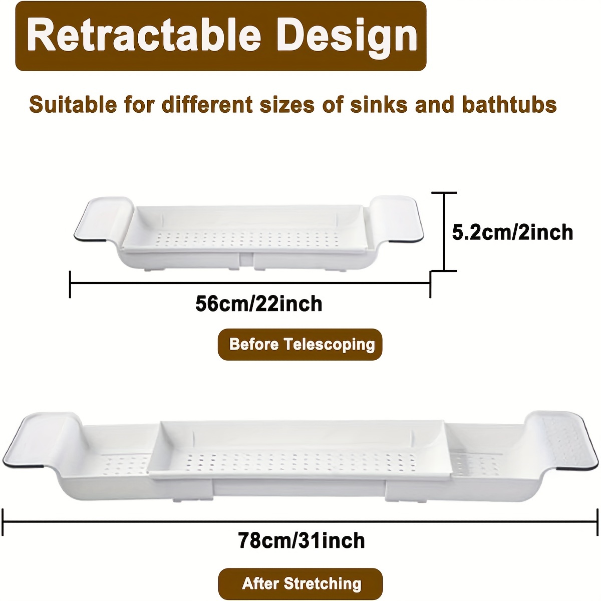 1pc Expandable Drainage Bath Tub Rack, Plastic Shower Caddy For