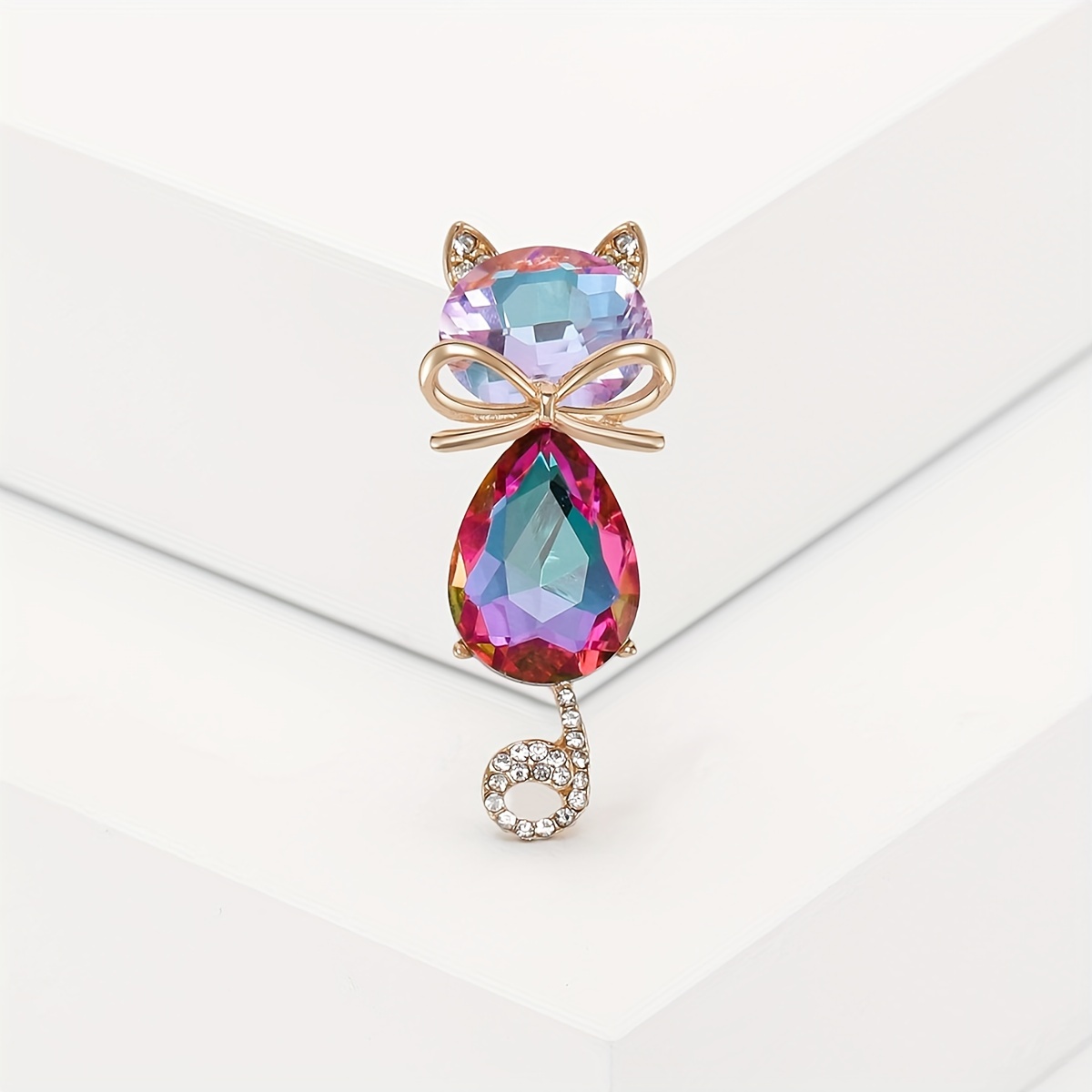 Crystal Cat Shape Brooch, Kitten Waist Pin