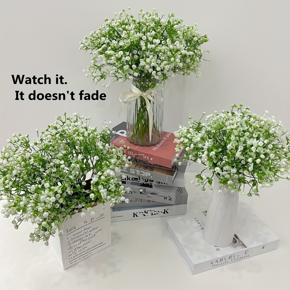 12pcs Artificial Baby's Breath Decorations, White Real Touch Flowers Fake  Plants for Wedding Bouquets Centerpieces Floral Arrangements