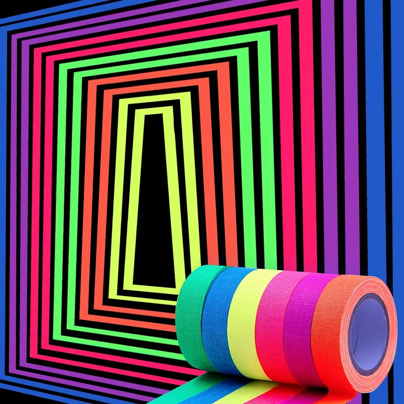 Schwarzlicht-klebeband-sets, 6 Farben, Neon-gaffer-stoffband