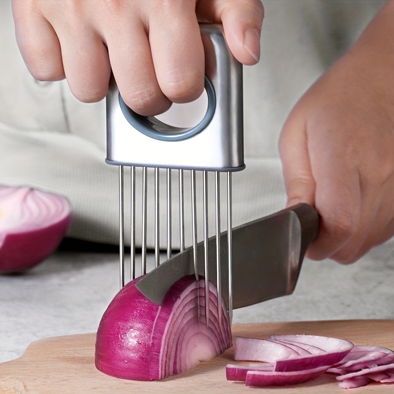 Stainless Steel Onion Slicer And Holder Easy And Precise - Temu