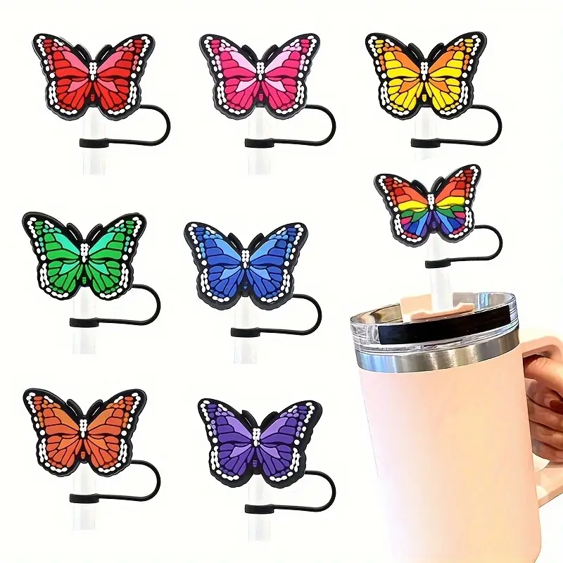 Colorful Butterfly Straw Tips Cover For Butterfly Straw Charms Toppers  Covers Gift Drink Dustproof Decorations - Temu