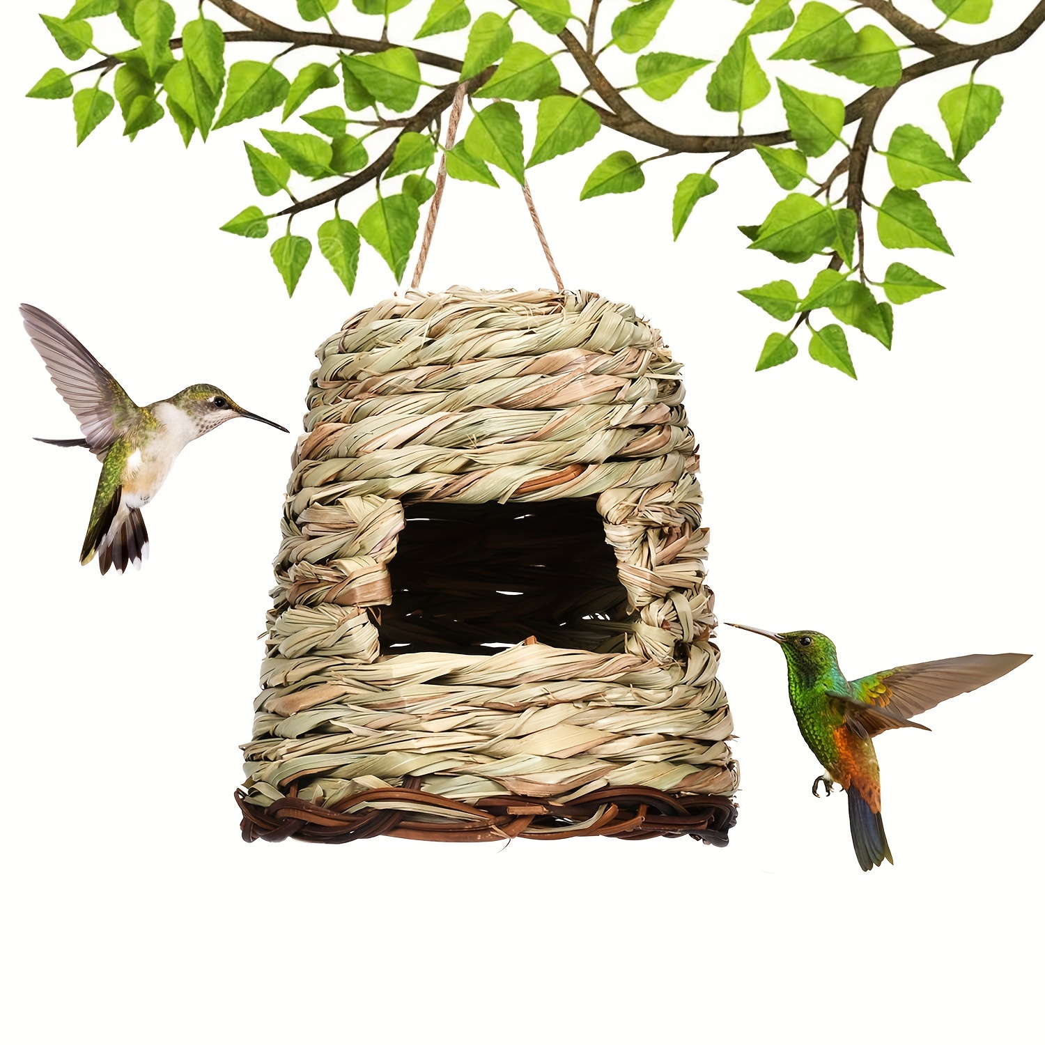 Outdoor Hanging Hummingbird House Natural Grass Bird House - Temu
