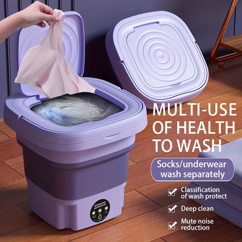 Máquina de lavar portátil y plegable - Ideal para viajes, uso en el hogar -  Capacidad de 8L para lavar ropa interior, sujetadores, calcetines - Fácil