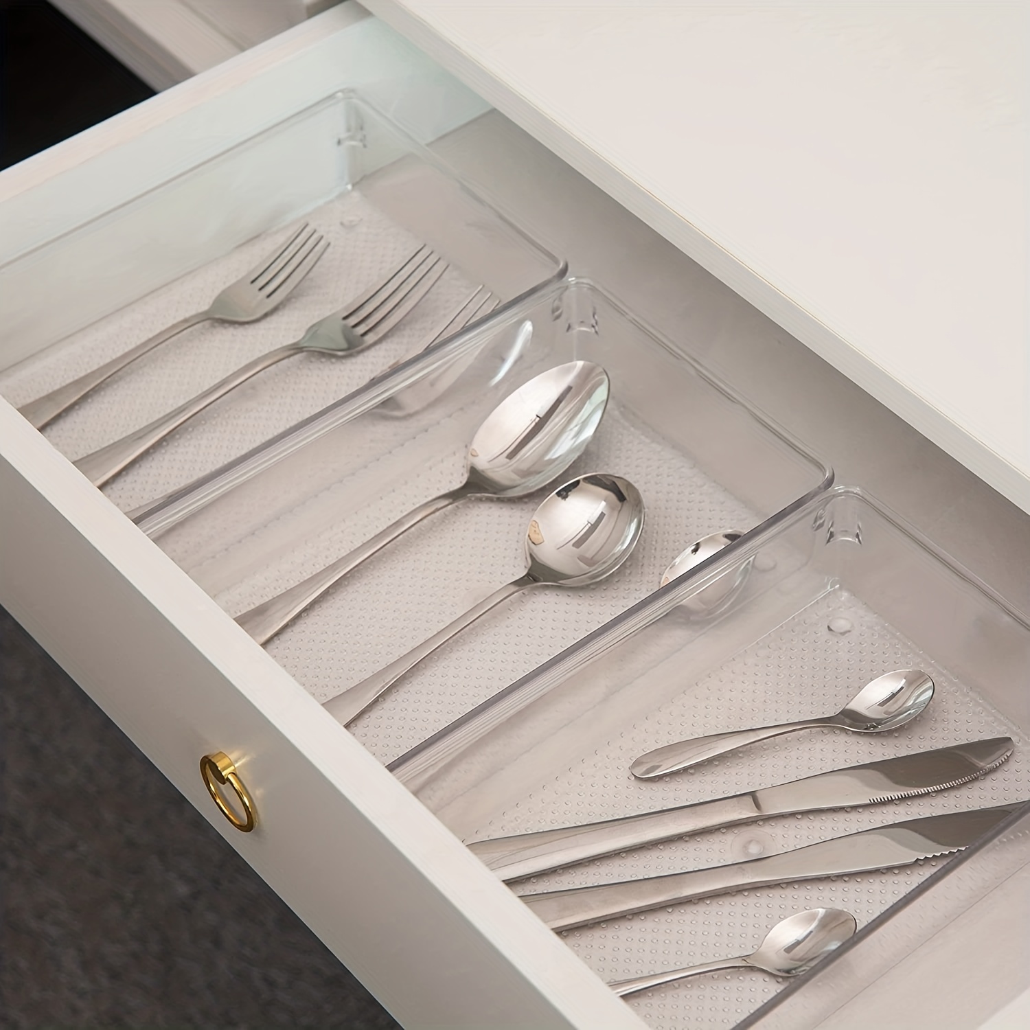 13 Pcs Utensil Desk Drawer Organizers Clear Plastic Storage Bins Tray Dividers
