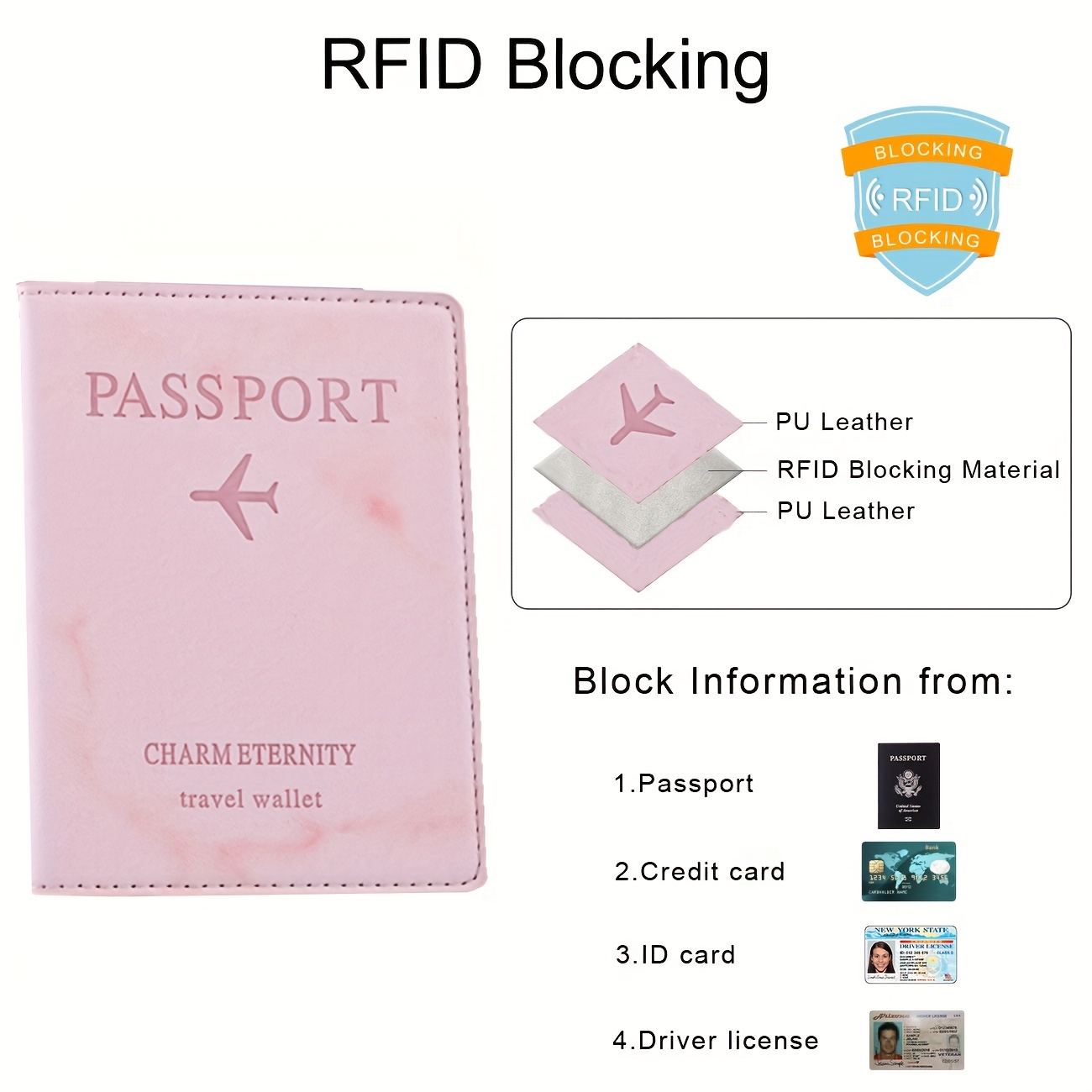 Marble Pattern Passport Holder RFID Blocking PU Leather