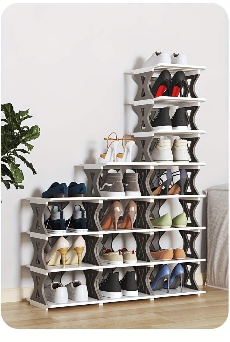 1pc Multi tier Plastic Foldable Shoe Rack Stackable - Temu Italy