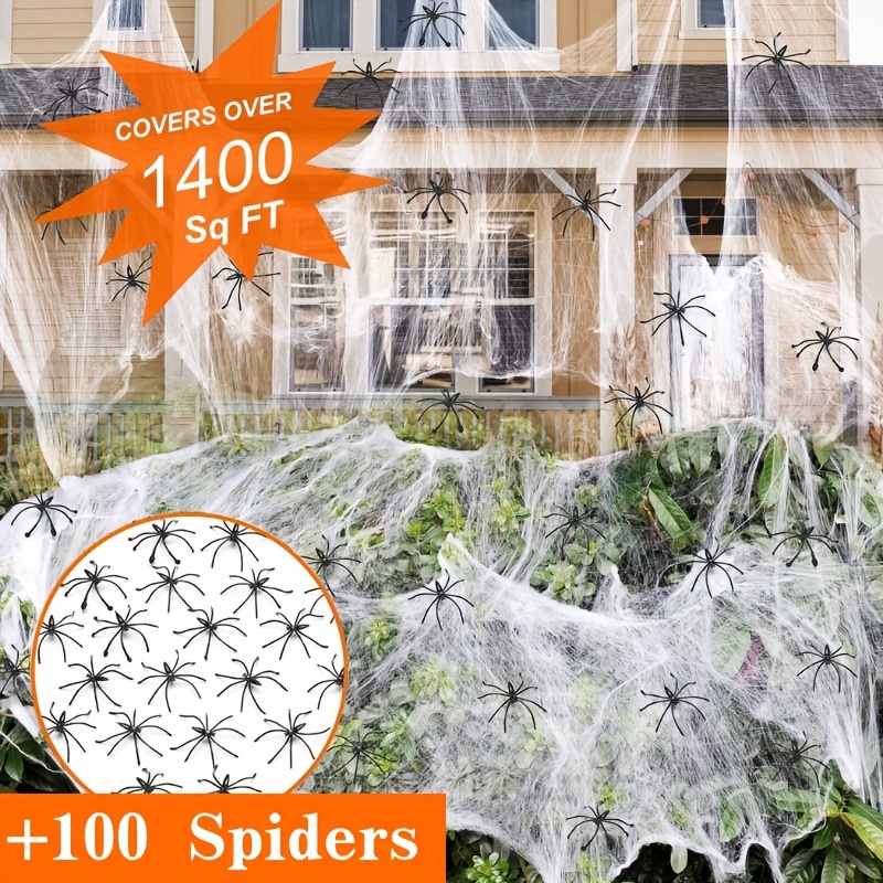 450 sqft Spider Webs Halloween Decorations, Stretchy Beef Netting Halloween Spider  Web, Spooky Spider Web Decorations for Halloween Party, Haunted House 