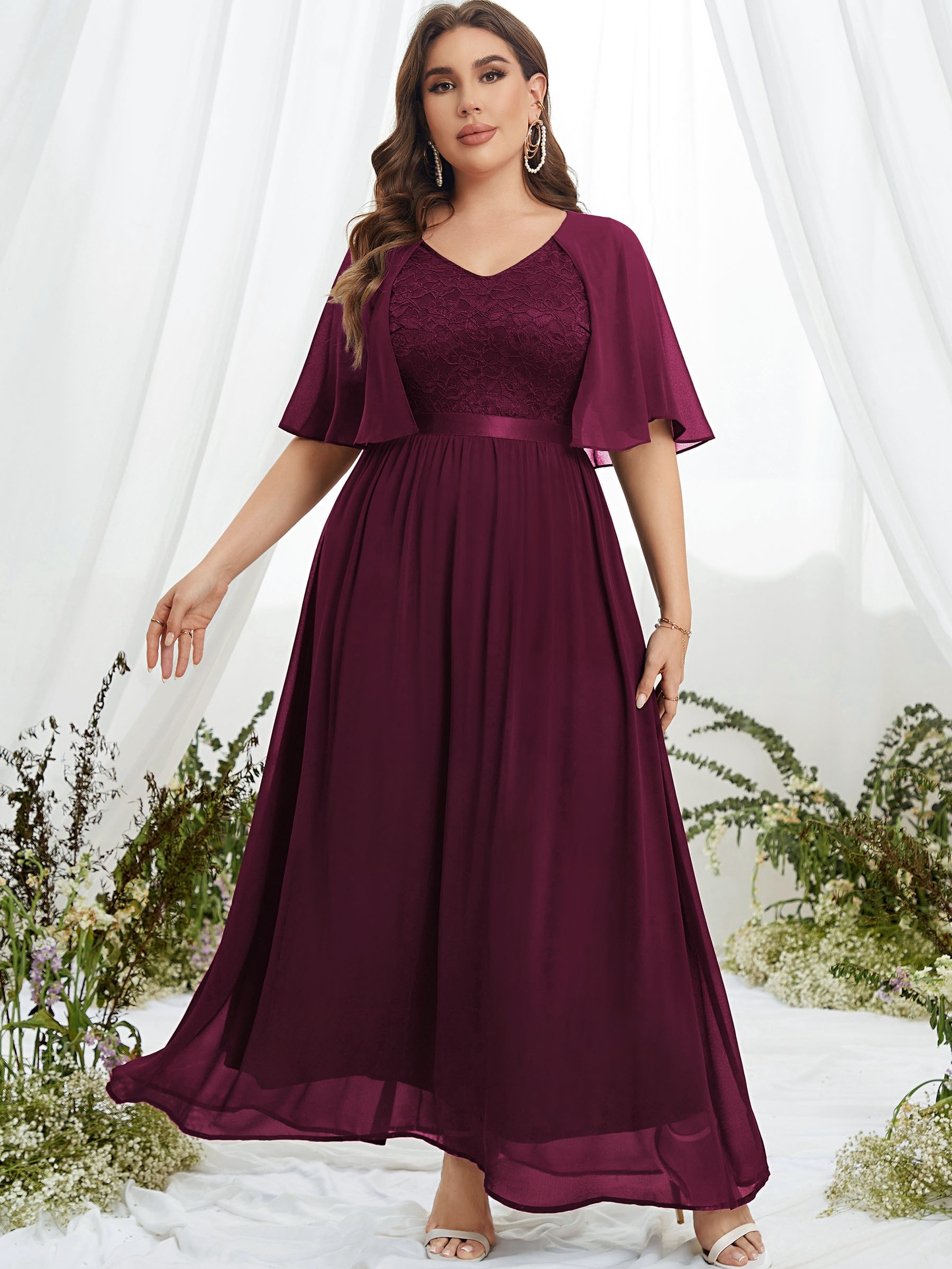 Bridesmaid Dresses With Sleeves Plus Size - Temu